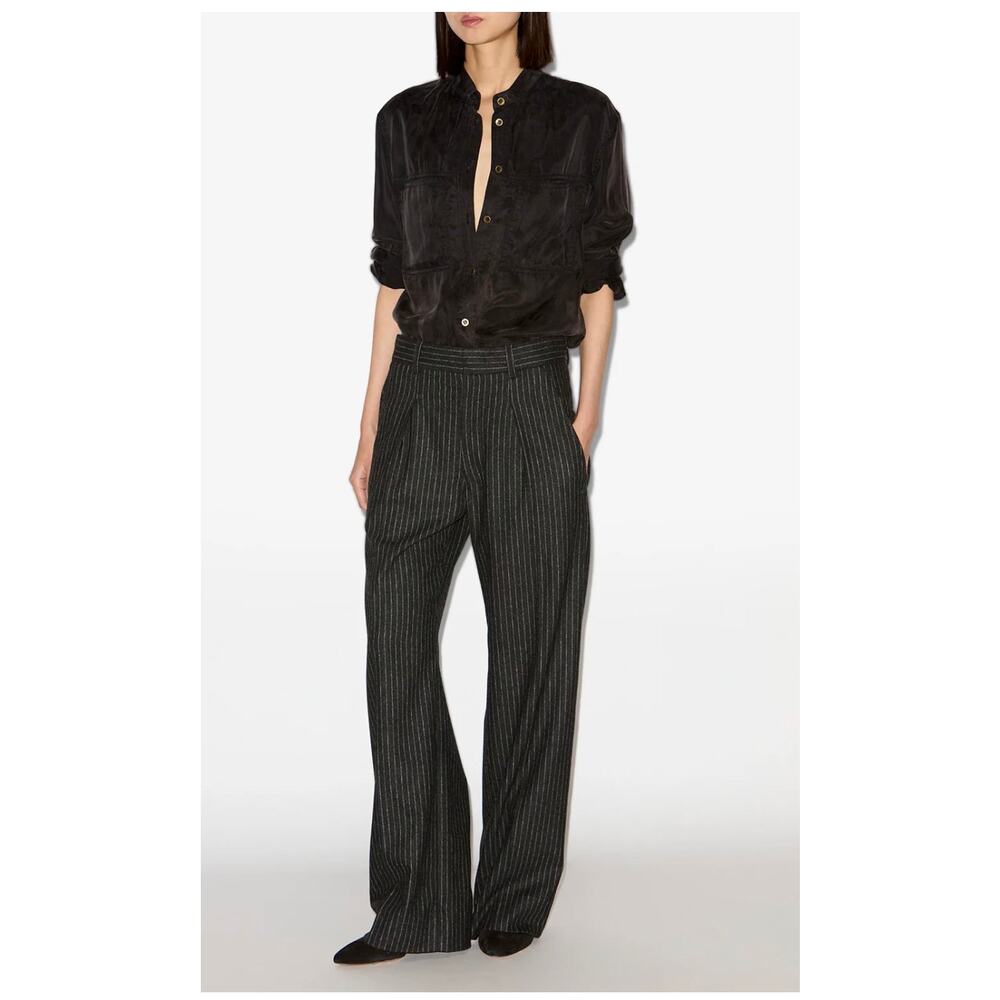 Isabel Marant  Zetta Washed Satin Shirt in Faded Black FR 40 US 8